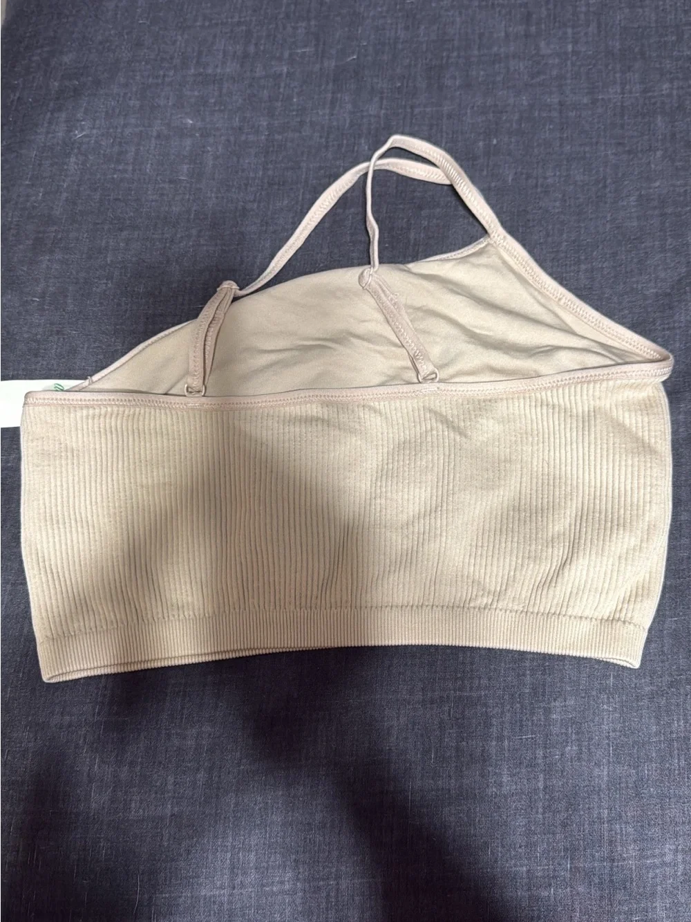 aerie Ribbed Nude Beige Cropped Bralette